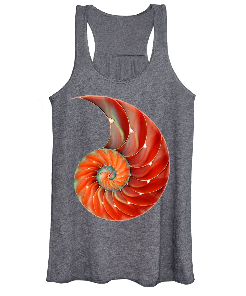 Nautilus Women's Tank Top featuring the painting Nautilus Shell - Nature's Perfection by Sharon Cummings