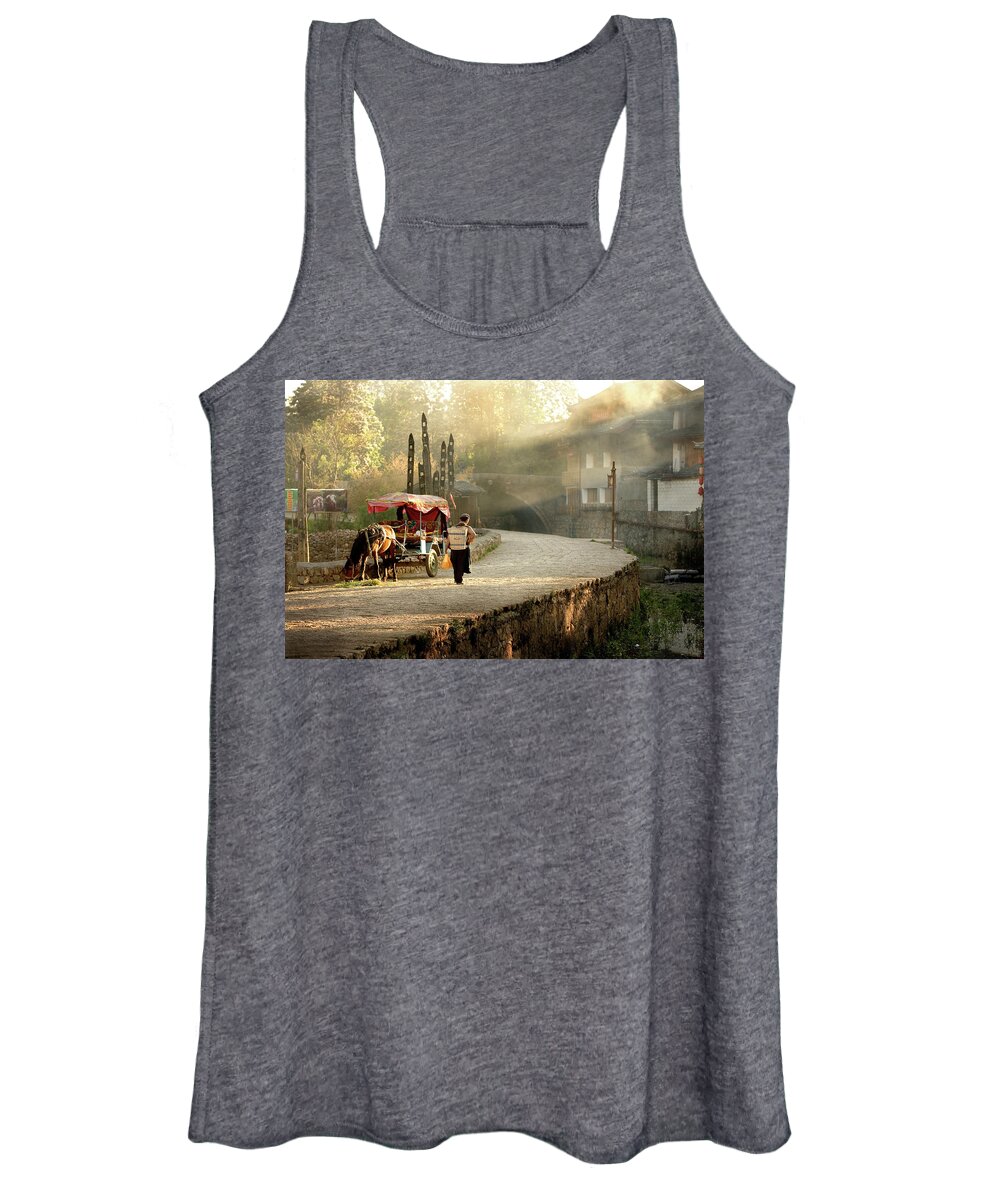 China Women's Tank Top featuring the photograph Naxi Woman Leaving the Market by Mark Gomez