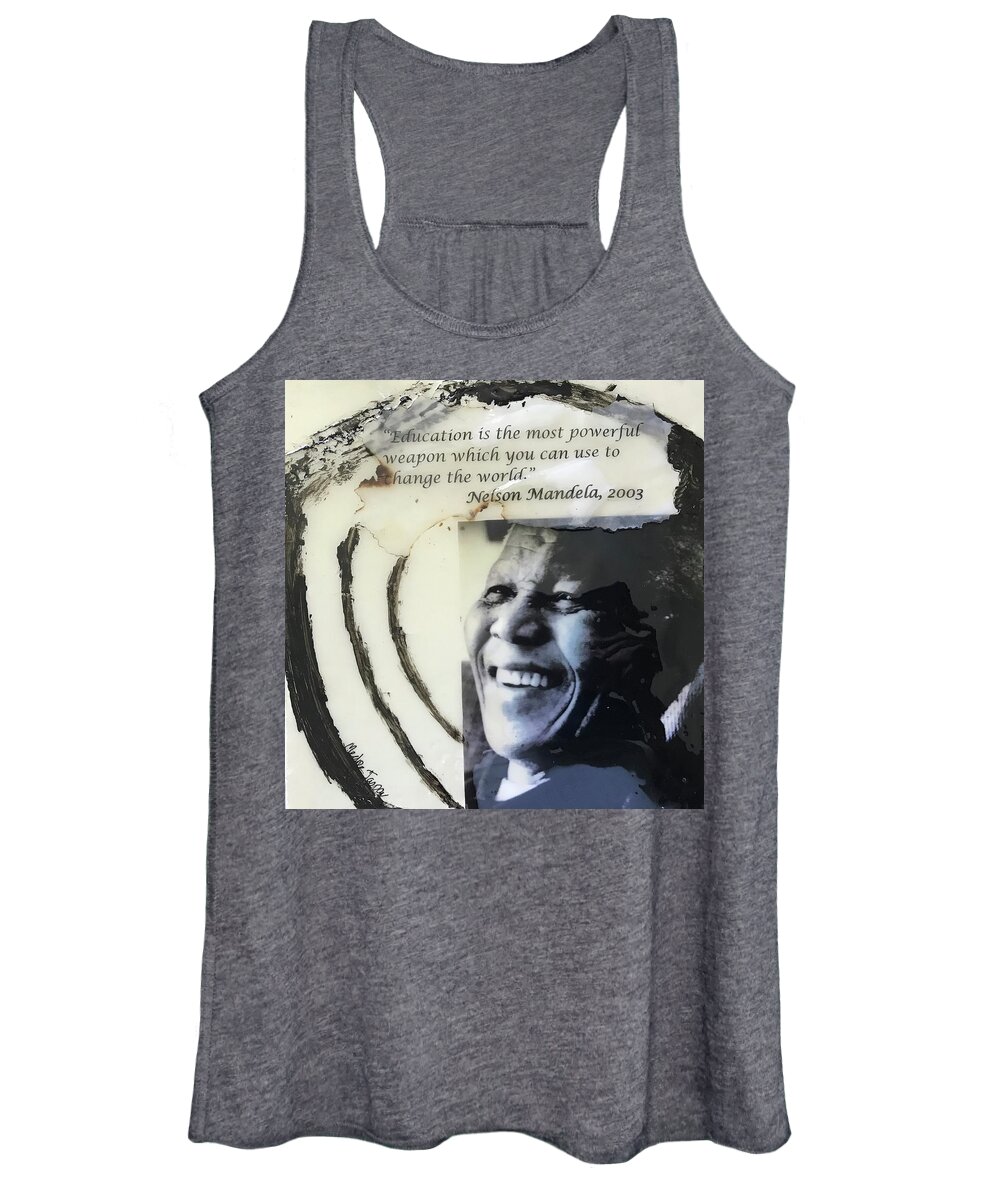 Abstract Art Women's Tank Top featuring the painting Nelson Mandela on Education by Medge Jaspan