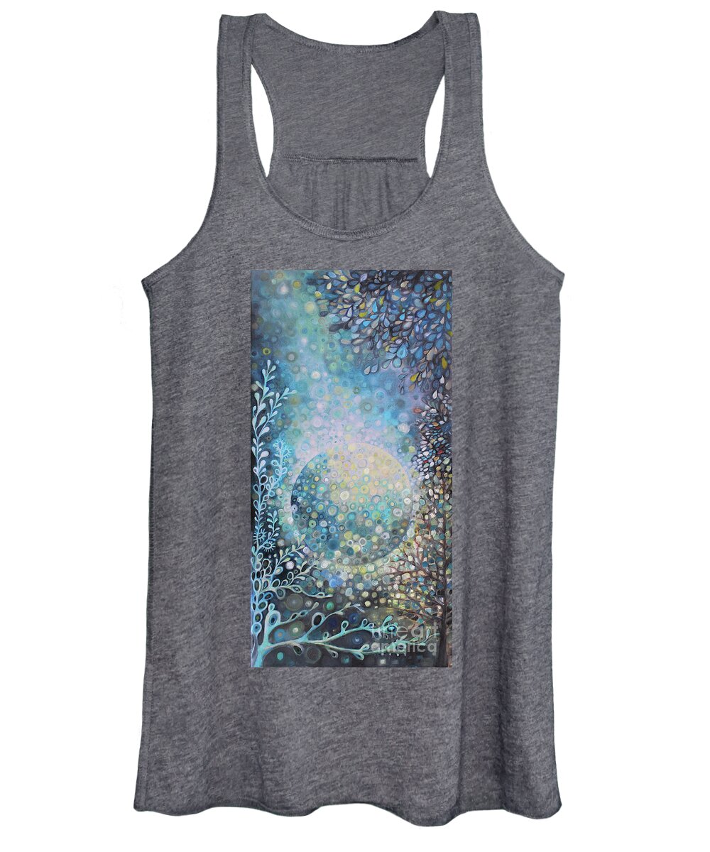 Moon Women's Tank Top featuring the painting New Moon Risen by Manami Lingerfelt