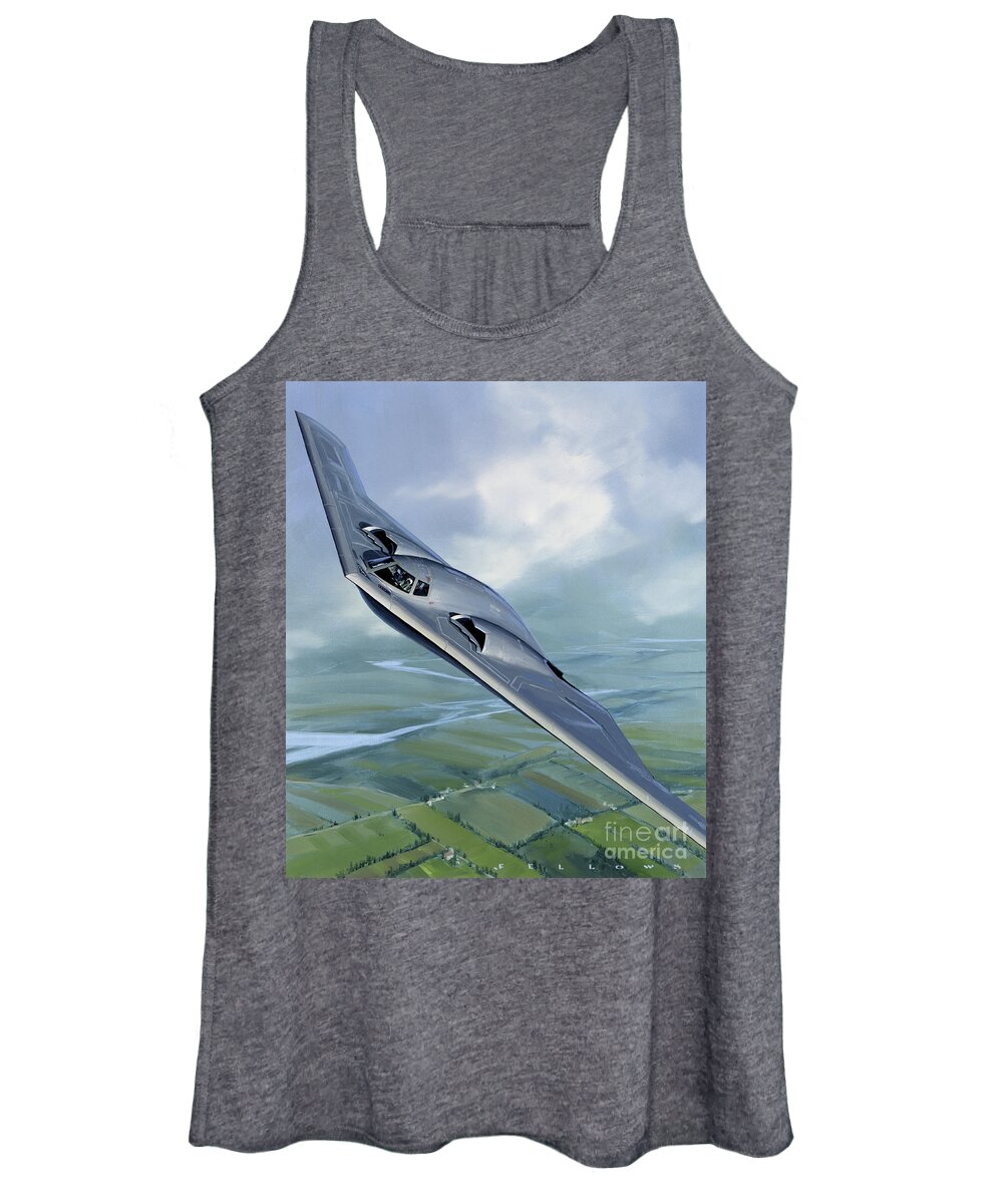 Aircraft Women's Tank Top featuring the painting Northrop B-2 Spirit Stealth Bomber by Jack Fellows