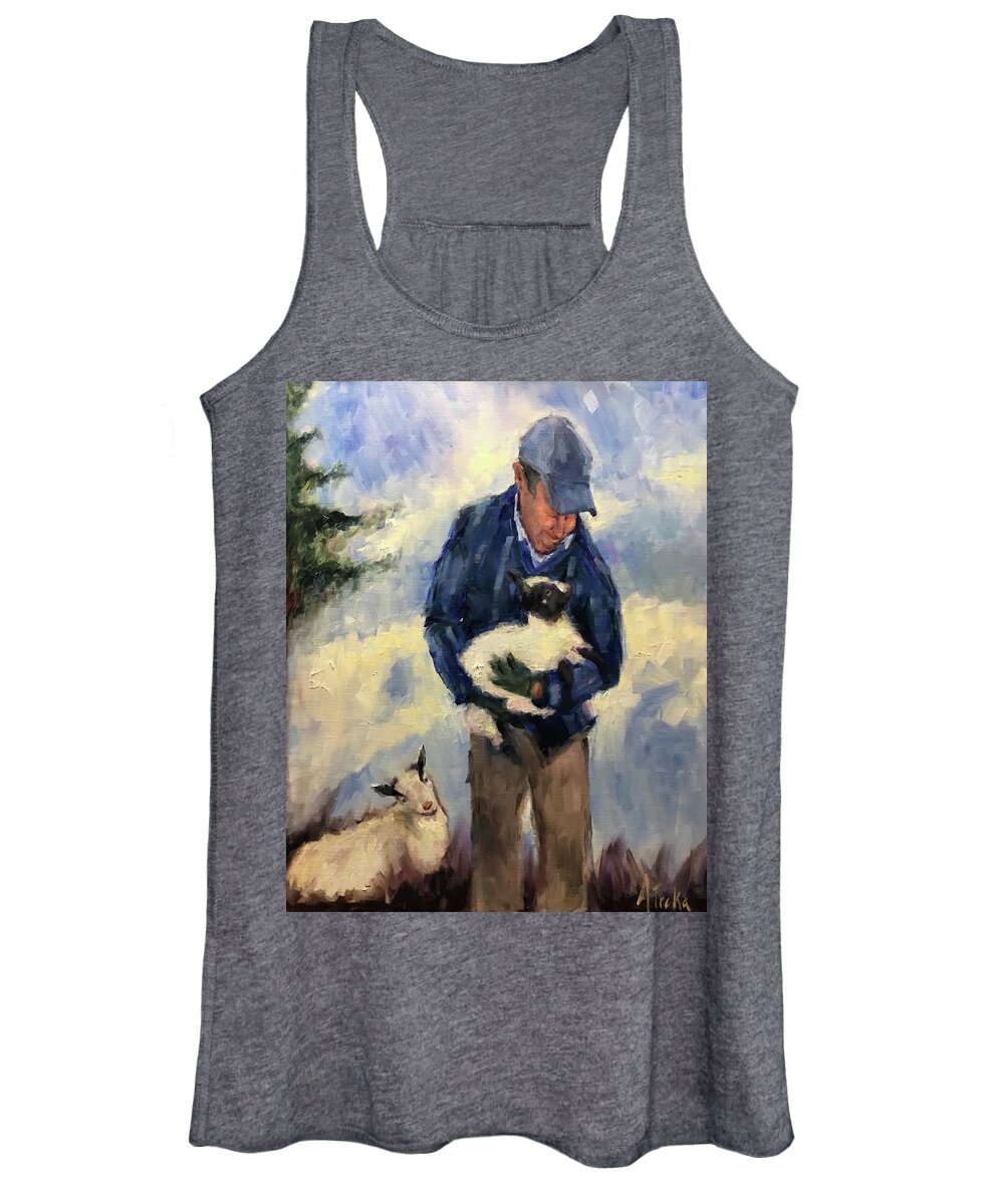Man Women's Tank Top featuring the painting Nurturing with love by Ashlee Trcka