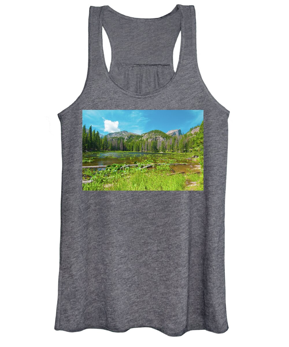 Nymph Lake Women's Tank Top featuring the photograph Nymph Lake, Rocky Mountain National Park, Colorado, USA, North America by Tom Potter