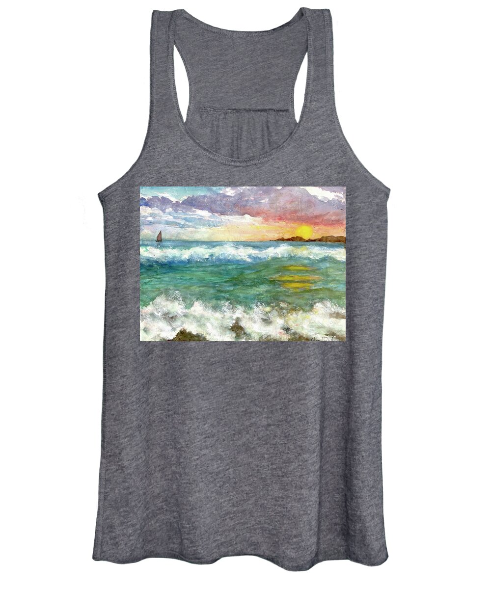 Cruising Women's Tank Top featuring the painting Oceans White with Foam by Cheryl Wallace