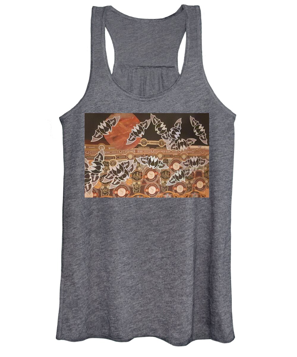 Moon Women's Tank Top featuring the mixed media October night by Nancy Graham