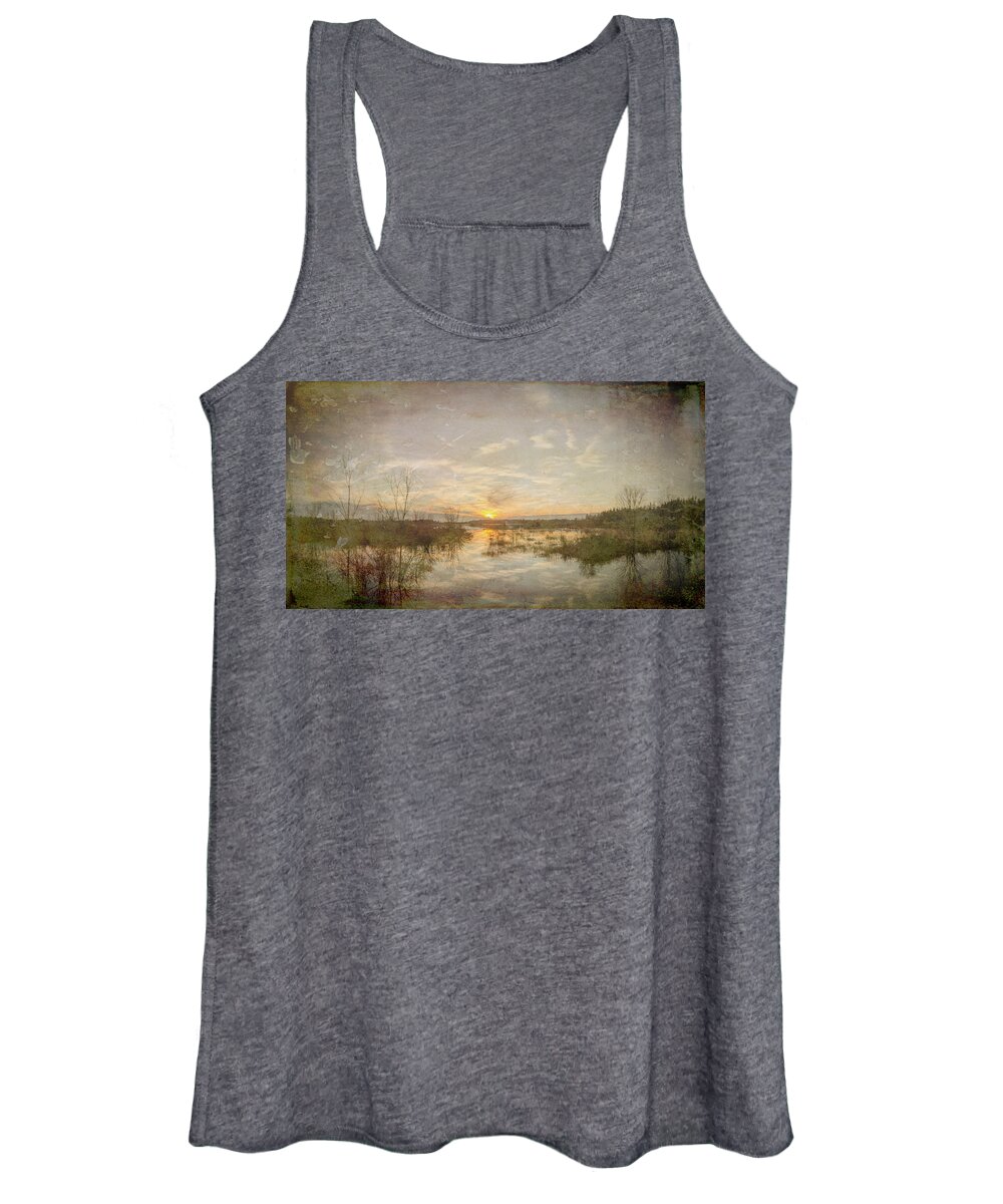 Sunset Women's Tank Top featuring the photograph Old Bog New Sunset by Beth Venner
