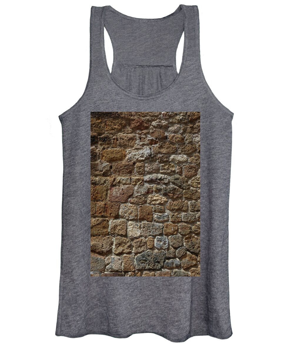Wall Women's Tank Top featuring the photograph Old Rough Stone Wall Background by Mikhail Kokhanchikov