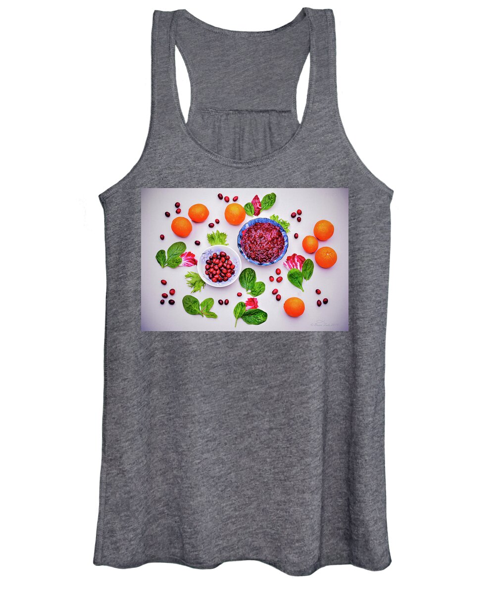 Still Life Women's Tank Top featuring the photograph Organic Cranberries and Sauce by Brian Tada