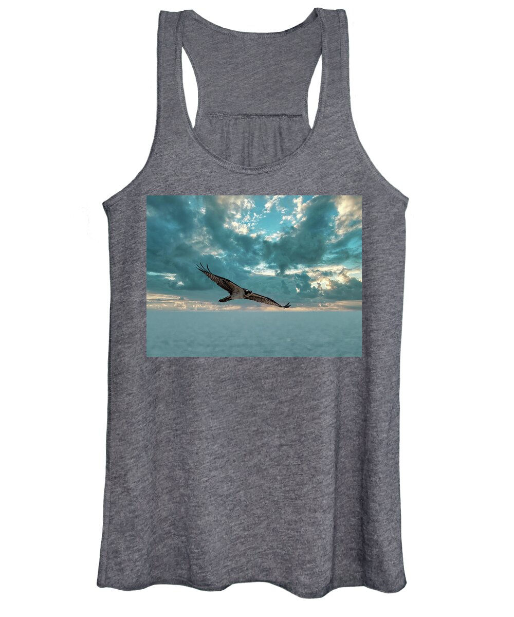 Bird Women's Tank Top featuring the photograph Osprey on hunt by Paul Ross