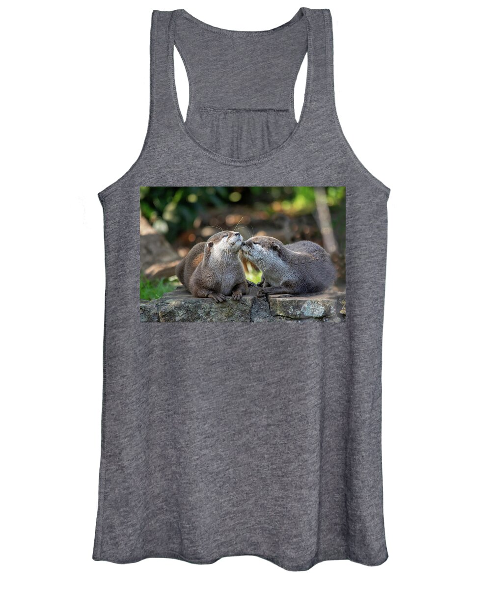 Otter Women's Tank Top featuring the photograph Otters kissing by Gareth Parkes