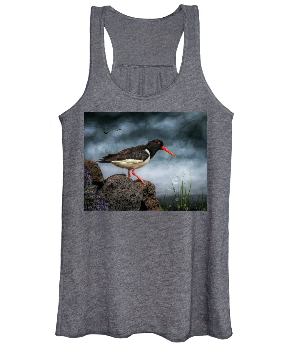 Oyster Catcher Women's Tank Top featuring the digital art Oyster Catcher by Maggy Pease