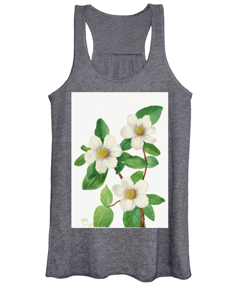 Pacific Women's Tank Top featuring the painting Pacific Dogwood by Mary Vaux Walcott by World Art Collective