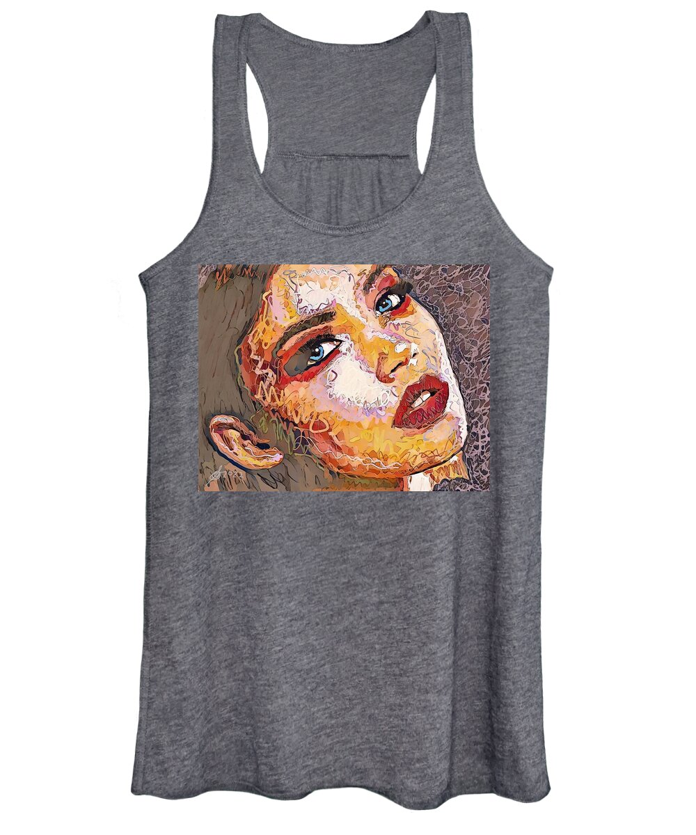 Woman Women's Tank Top featuring the digital art Painted Face by Sol Luckman