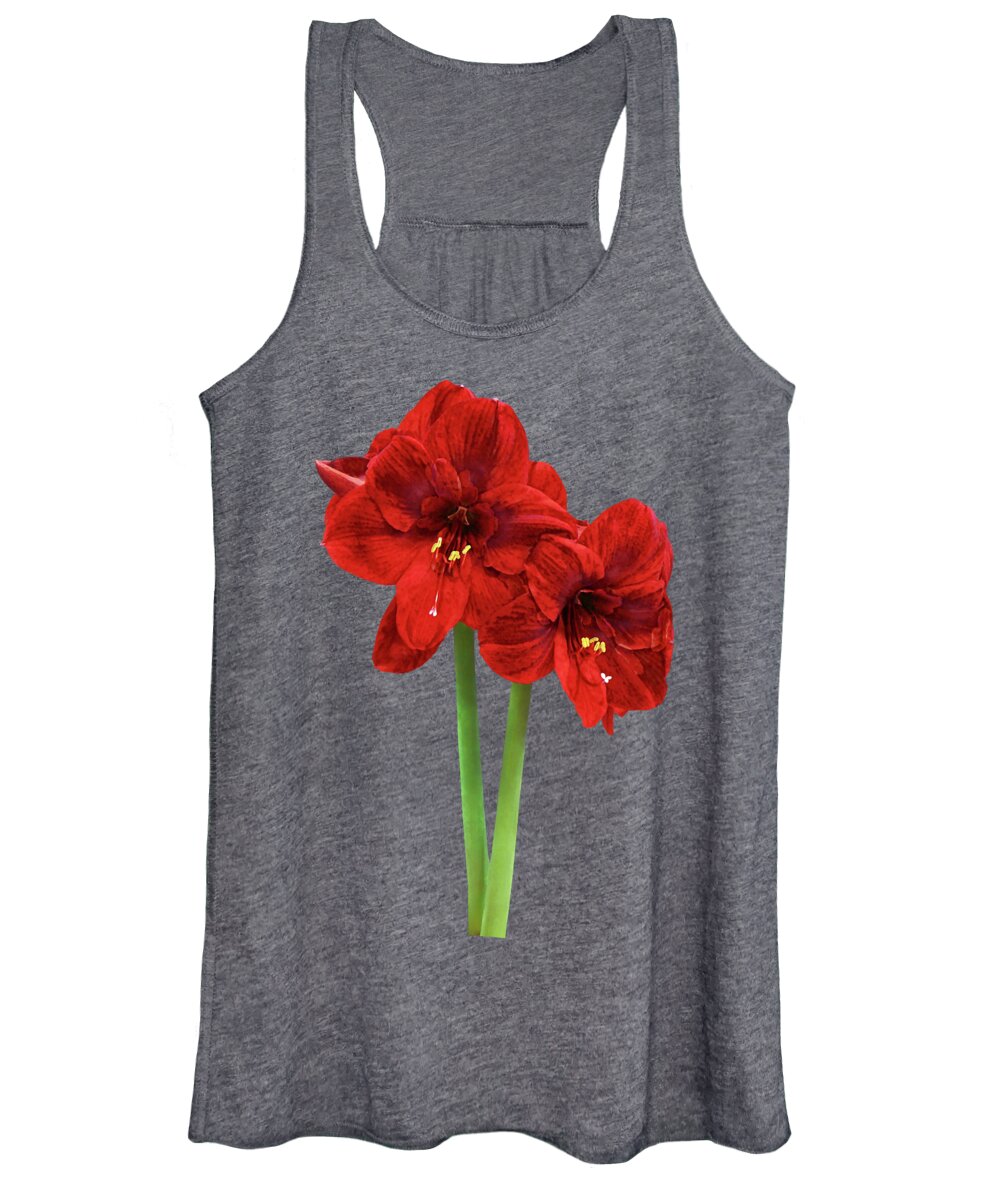 Flower Women's Tank Top featuring the photograph Pair of Red Amaryllis by Susan Savad