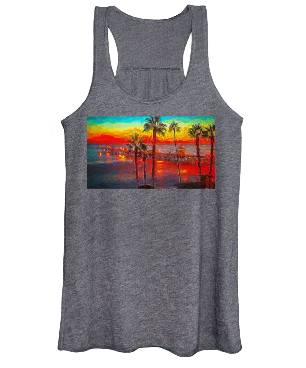 Paint Women's Tank Top featuring the painting Palms kingdom 2 by Nenad Vasic