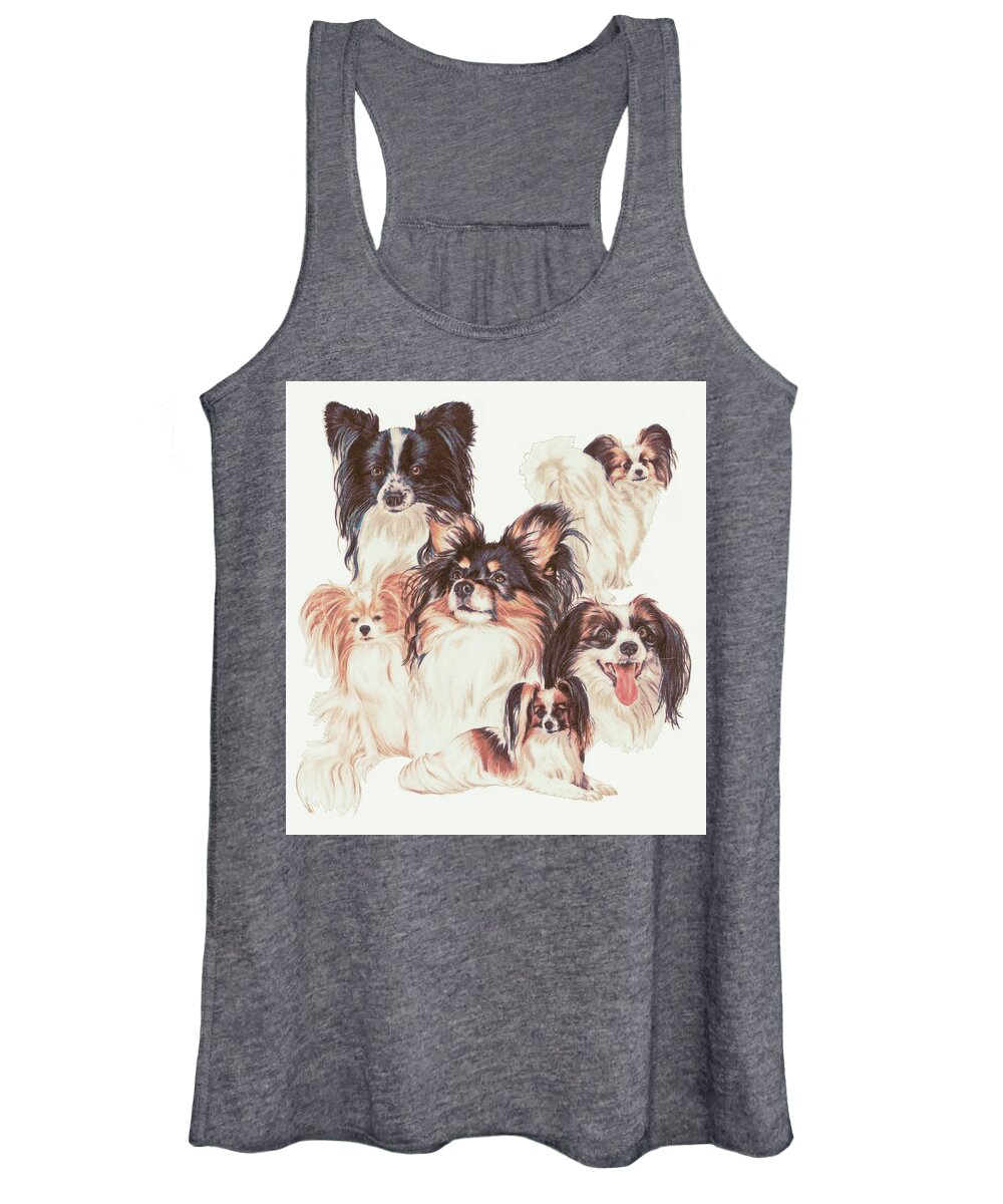Toy Group Women's Tank Top featuring the mixed media Papillon and Phalene Montage by Barbara Keith