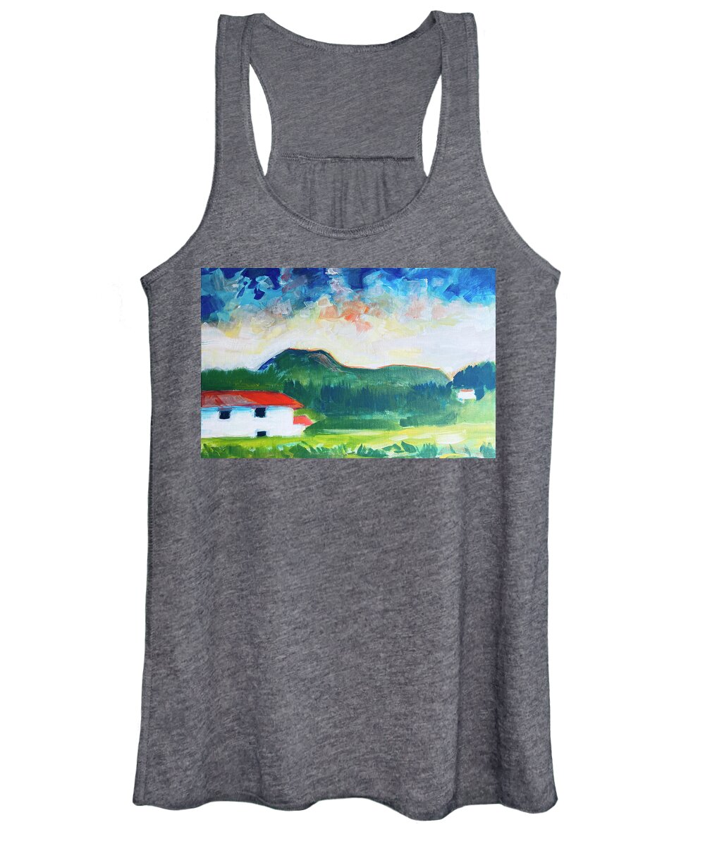 Sky Women's Tank Top featuring the painting Pasture Land, Ecuador by Suzanne Giuriati Cerny