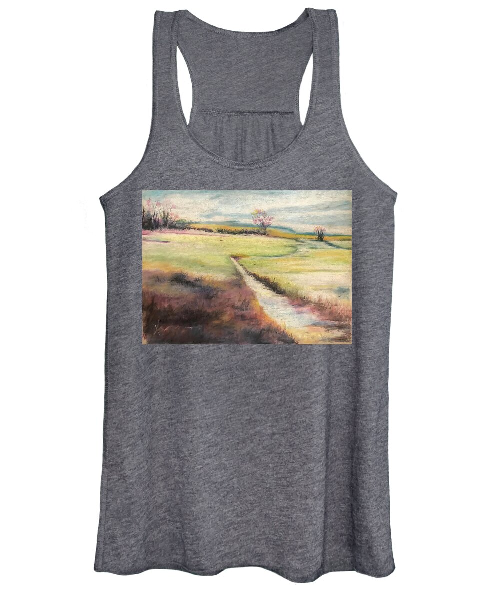 Oil Pastel Women's Tank Top featuring the painting Peaceful Path by Katrina Nixon
