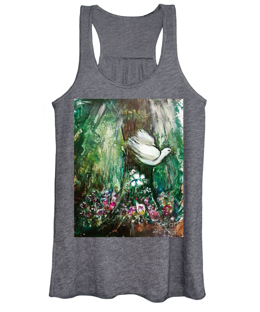Dove Women's Tank Top featuring the painting Peace Is In The Land by Deborah Nell