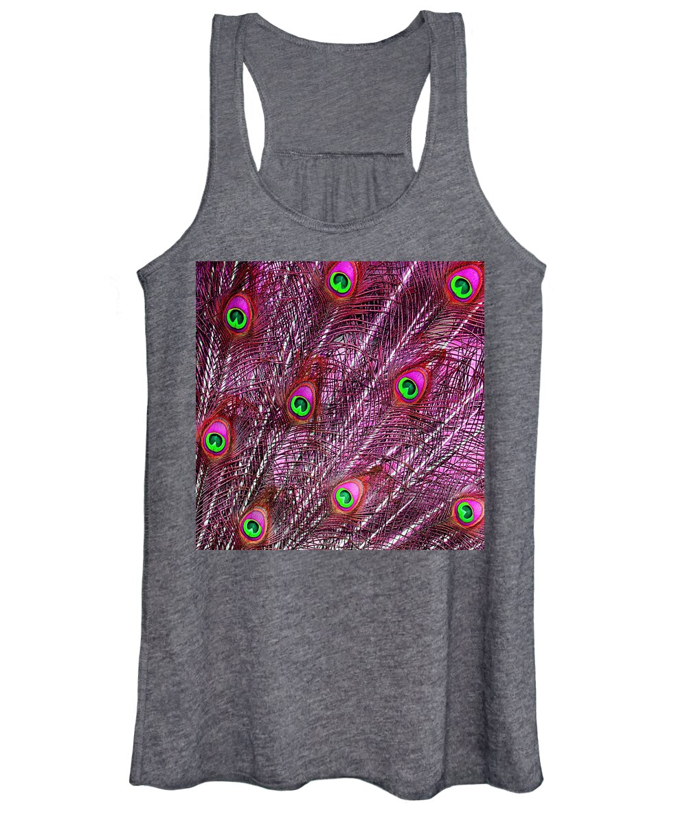 Feather Women's Tank Top featuring the photograph Peacock In Pink by World Art Collective