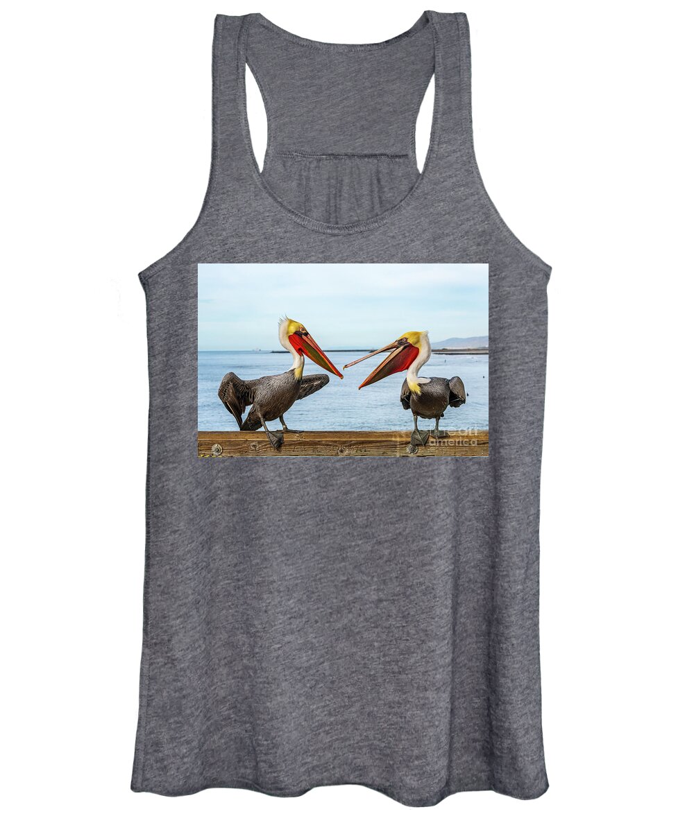Pelicans Women's Tank Top featuring the photograph Pelicans on the Oceanside Pier by Rich Cruse