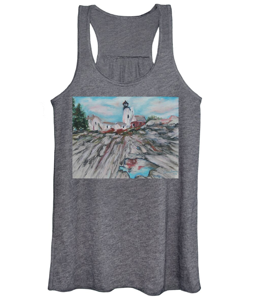 Maine Art Women's Tank Top featuring the painting Pemaquid Point by Valerie Greene