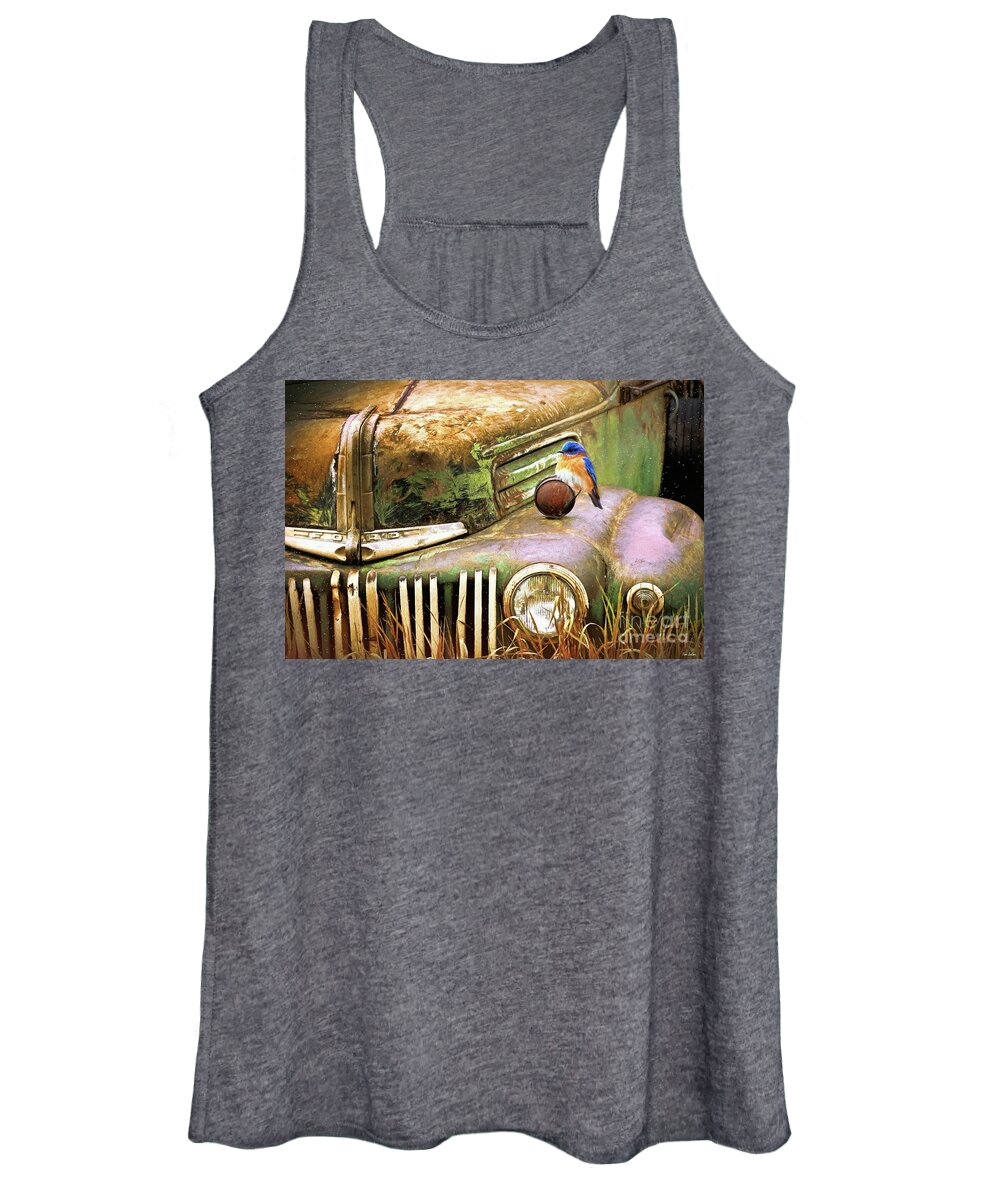 Ford Truck Women's Tank Top featuring the painting Perched On The Old Ford by Tina LeCour