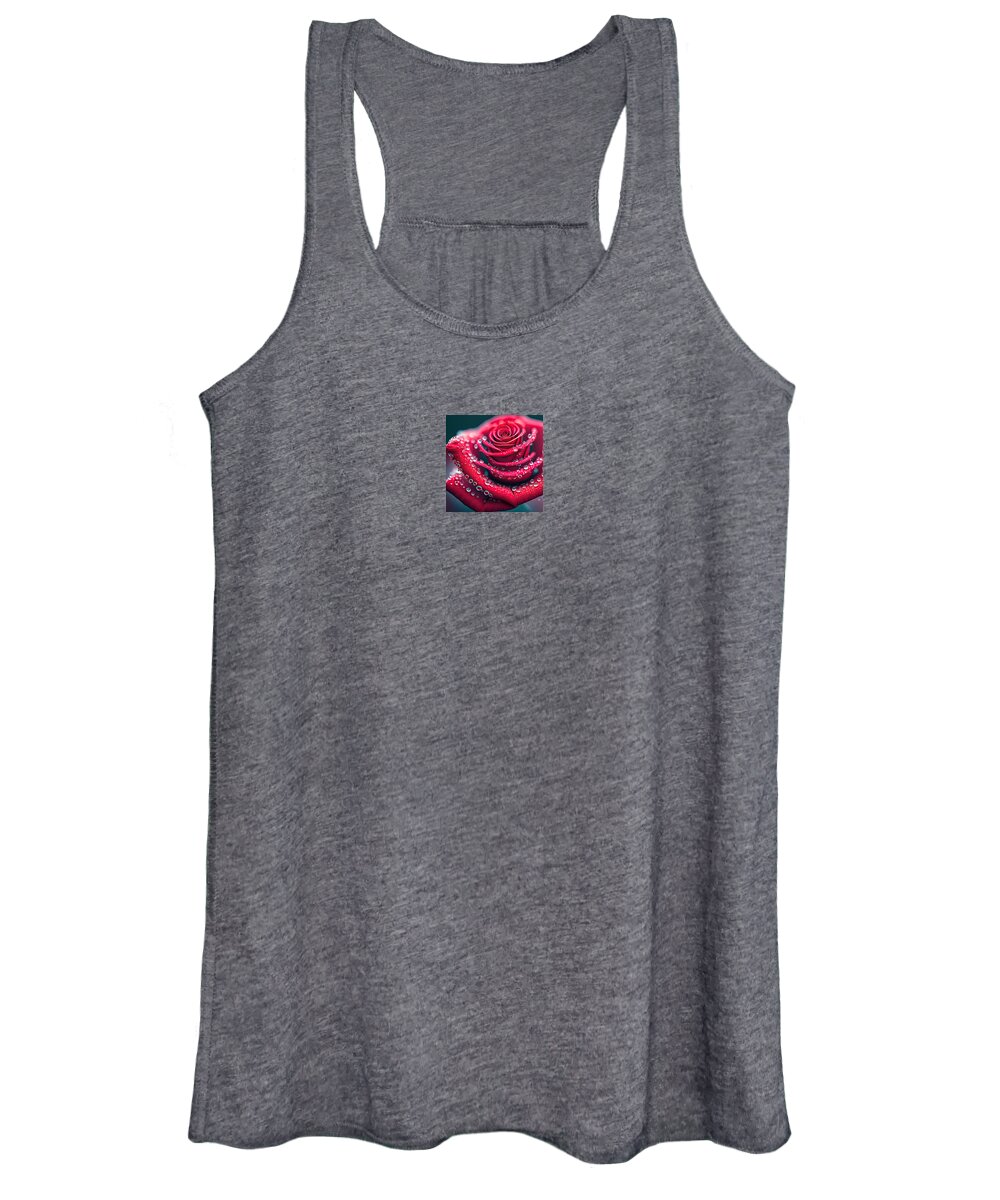 Rose Women's Tank Top featuring the photograph Petaled Staircase Of Dew by Bill and Linda Tiepelman