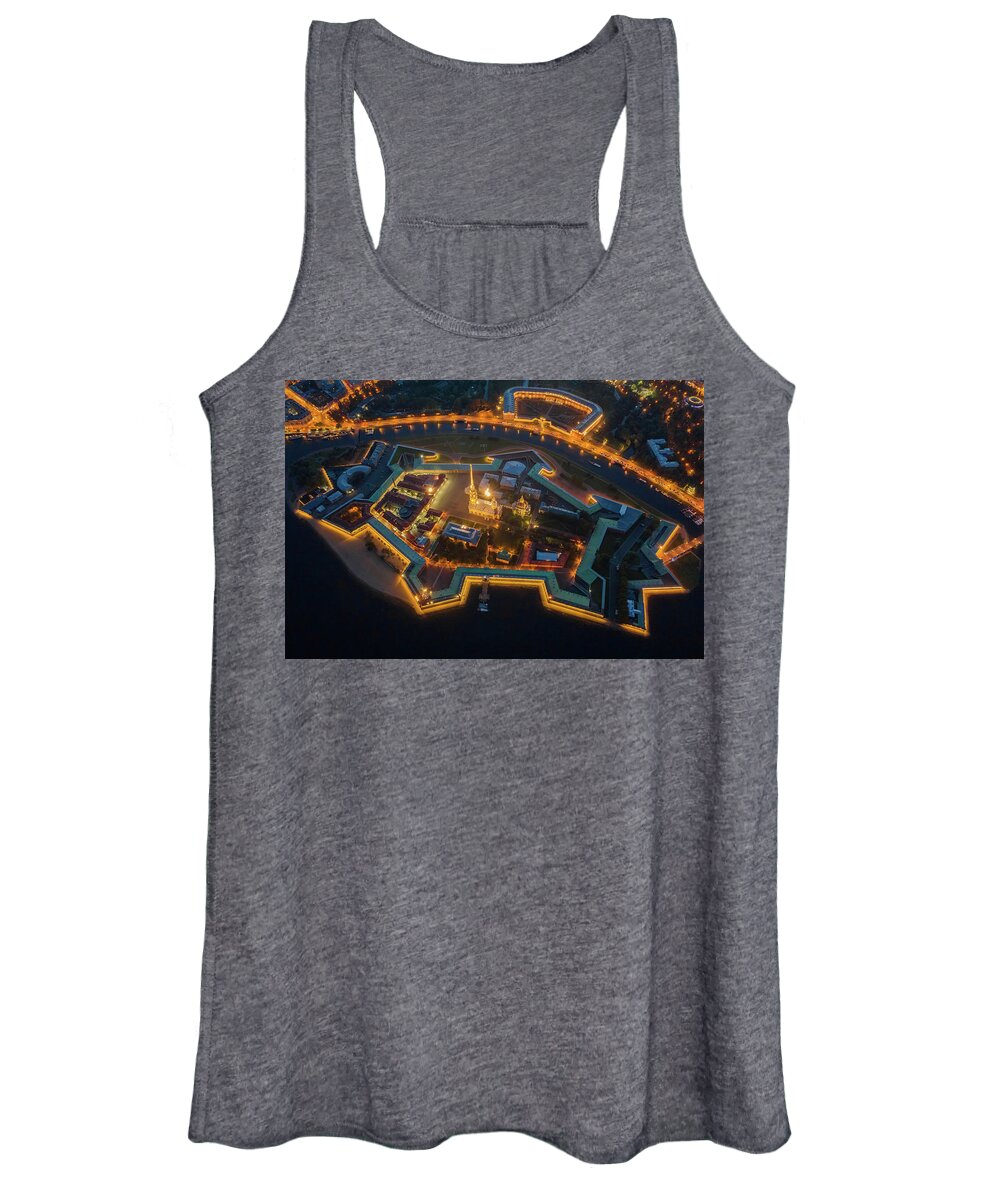 Saint-petersburg Women's Tank Top featuring the photograph Peter and Paul Fortress at night by Mikhail Kokhanchikov