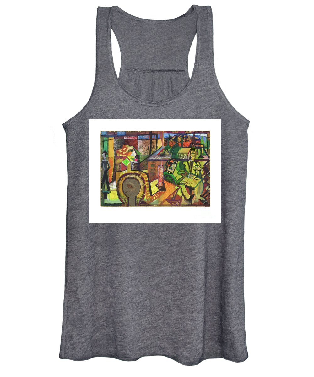 Picsssos Cafe Women's Tank Top featuring the painting Picassos Cafe by Cherie Salerno