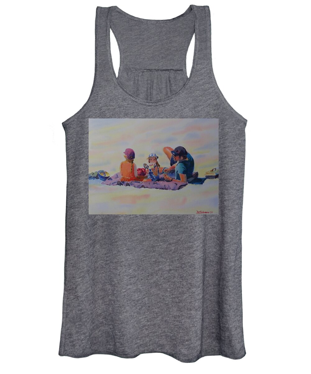 Picnic Women's Tank Top featuring the painting Picnic at Lake Ontario Park by David Gilmore