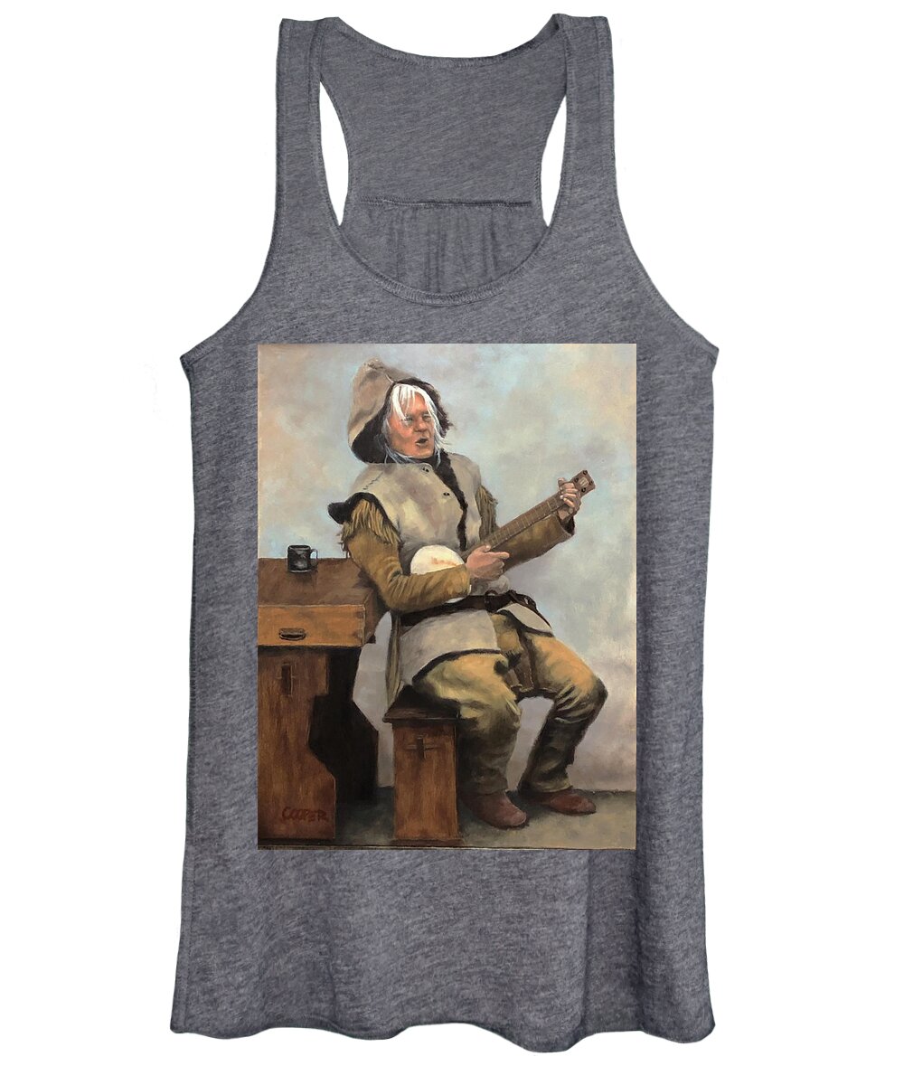 1840 Women's Tank Top featuring the painting Pilgrim Pat, troubadour by Todd Cooper
