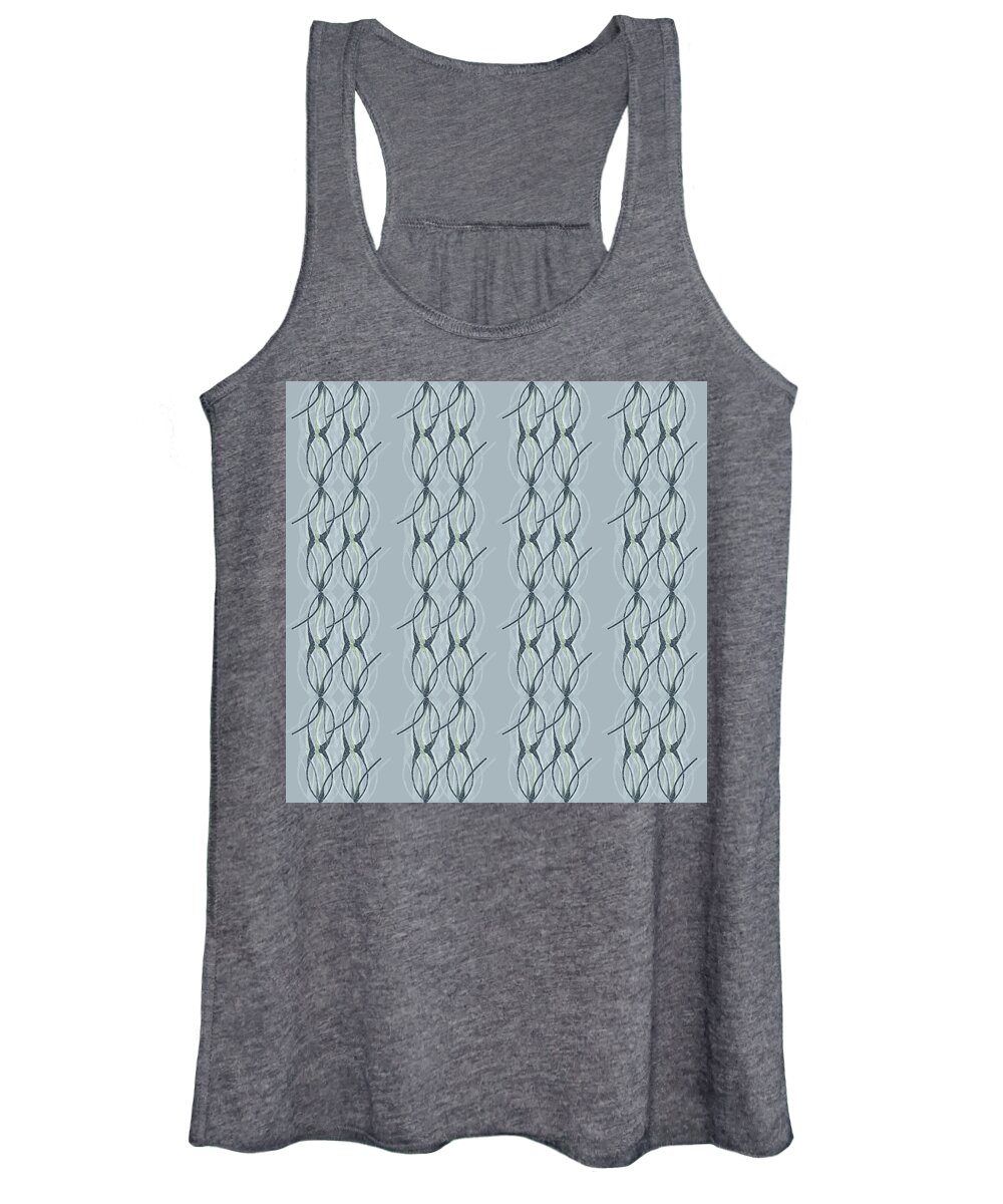 Geometric Women's Tank Top featuring the digital art Pine Geometric Light Blue Shadows by Sand And Chi