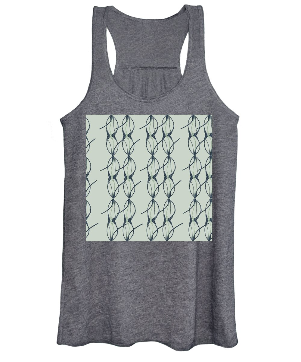 Geometric Women's Tank Top featuring the digital art Pine Geometric Sage Green and Navy by Sand And Chi