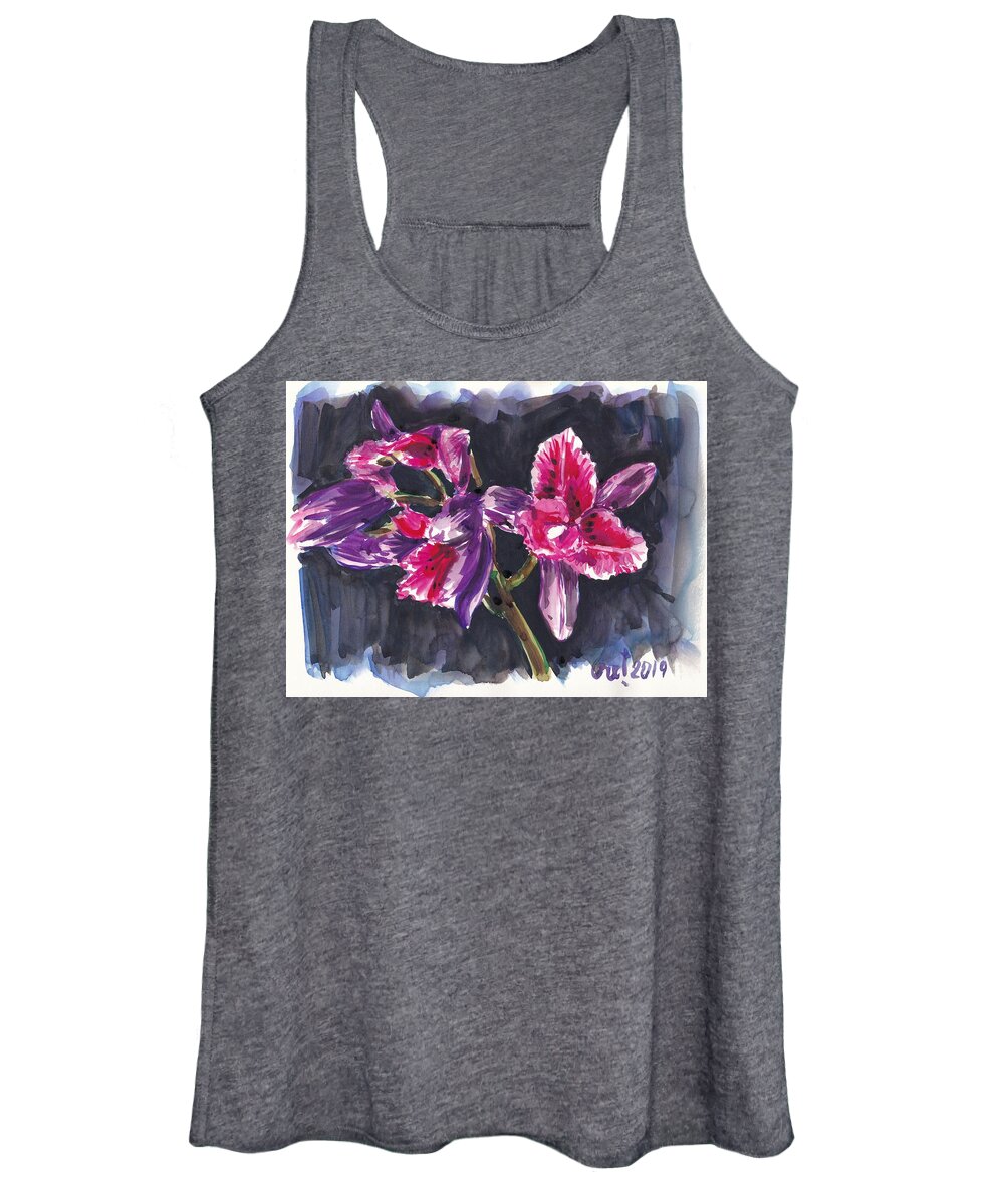 Orchids Women's Tank Top featuring the painting Pink Orchids by George Cret