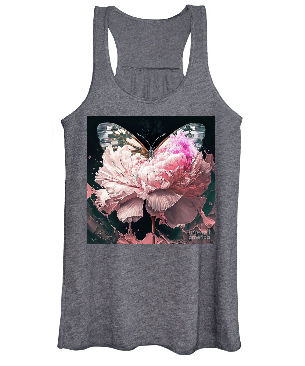 Peony Women's Tank Top featuring the painting Pink Peony Explosion by Tina LeCour