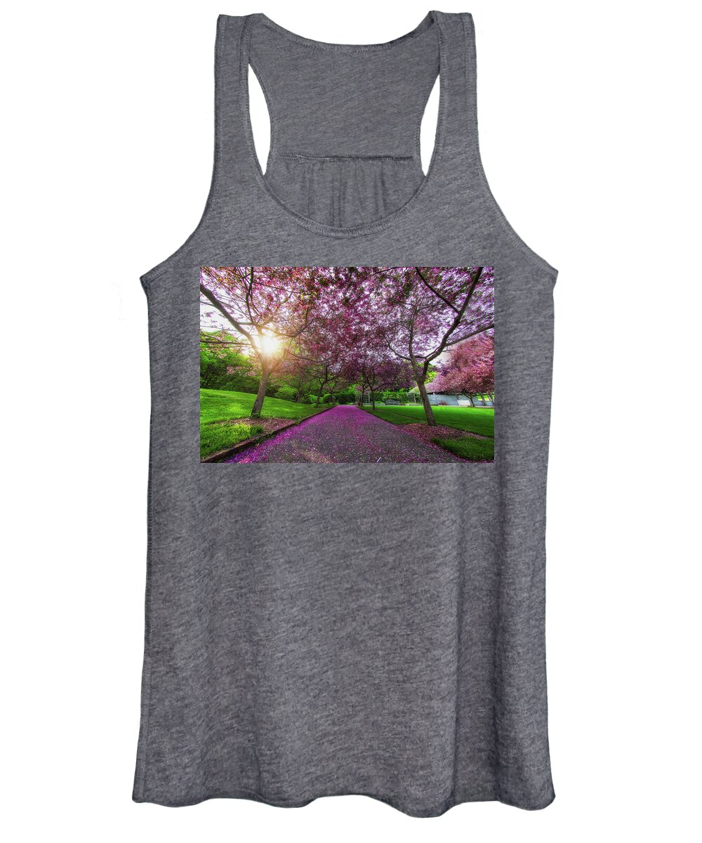  Women's Tank Top featuring the photograph Pink Petal Trail by Nicole Engstrom
