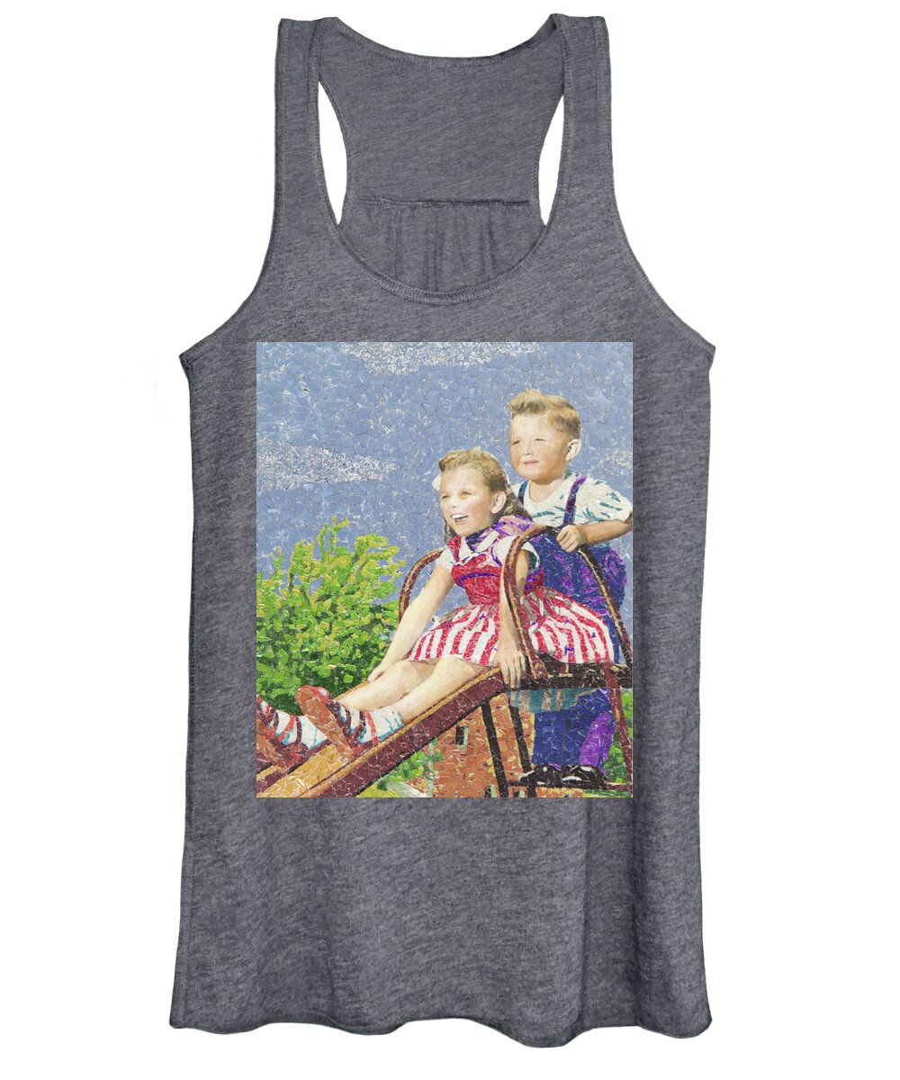 Mosaic Women's Tank Top featuring the mixed media Playtime by Matthew Lazure