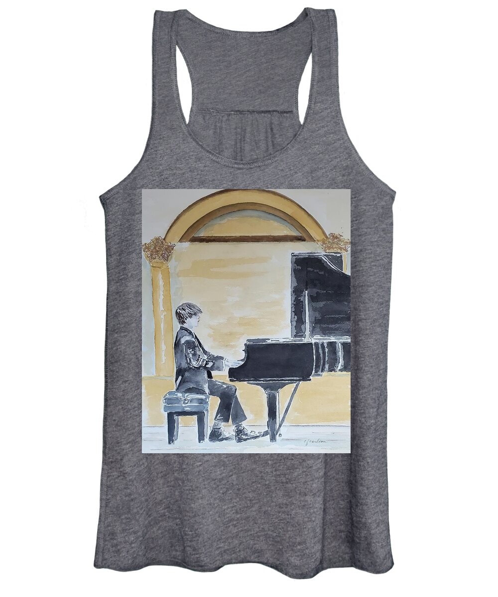Piano Women's Tank Top featuring the painting Playing at Carnegie Hall by Claudette Carlton