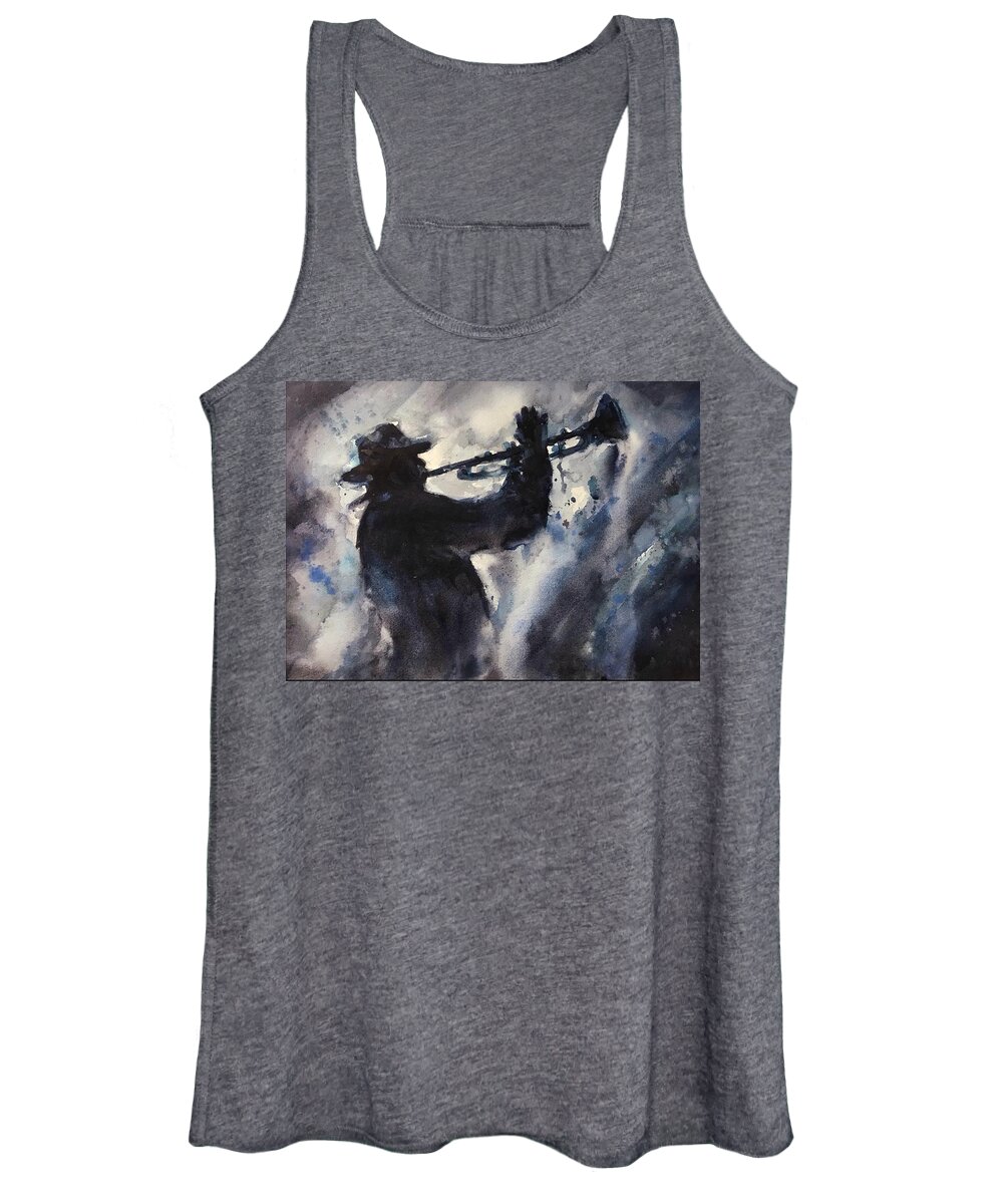 Jazz Women's Tank Top featuring the painting Playing the Blues by Judith Levins