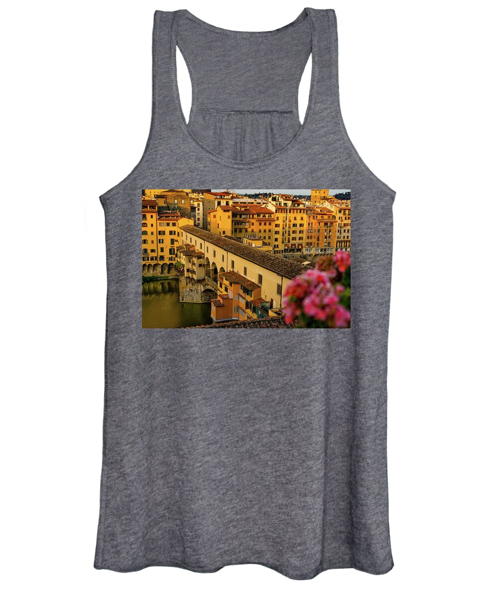 Tuscany Women's Tank Top featuring the photograph Ponte Vecchio by Marian Tagliarino