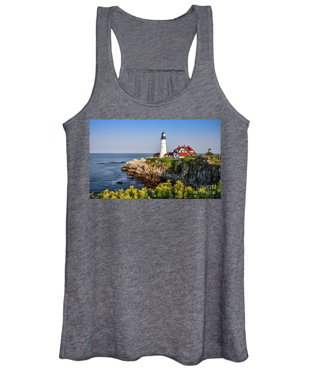 Lighthouse Women's Tank Top featuring the photograph Portland Head Light at Cape Elizabeth Maine by Shelia Hunt