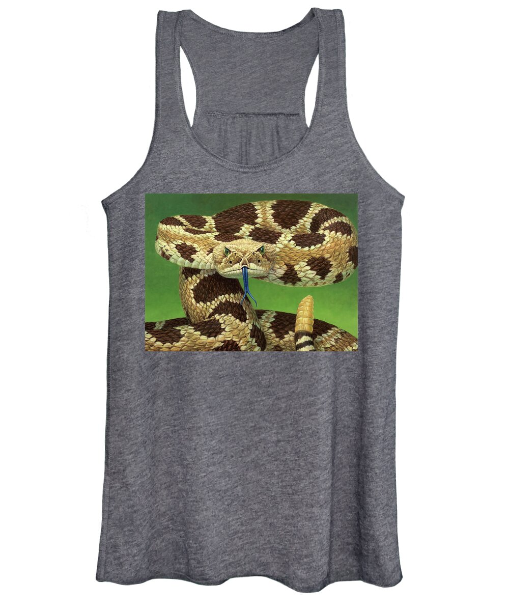 Rattlesnake Women's Tank Top featuring the painting Portrait of a Rattlesnake by James W Johnson