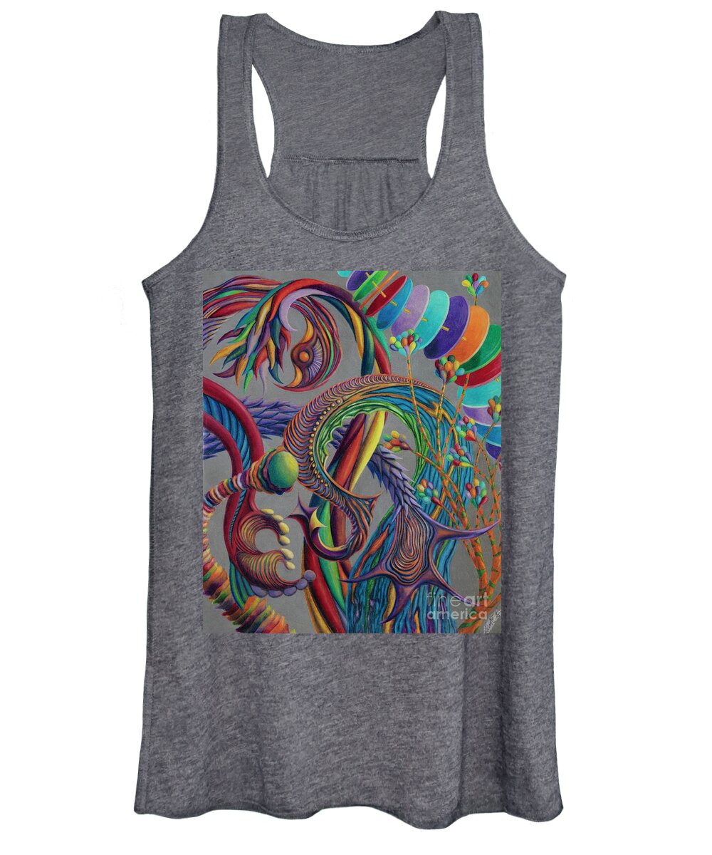 Abstract Women's Tank Top featuring the drawing PreHistoric Candy by Scott Brennan