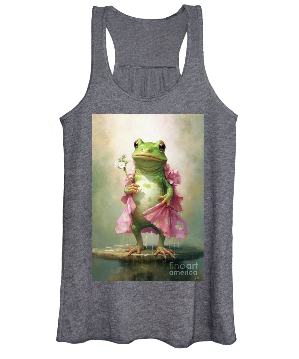 Frog Women's Tank Top featuring the digital art Pretty In Pink Bullfrog by Tina LeCour