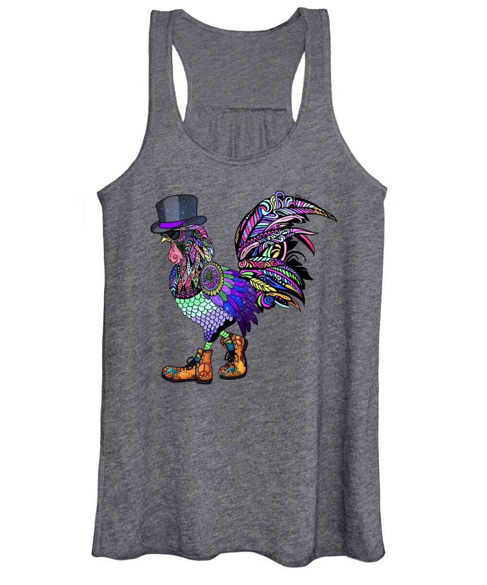  Women's Tank Top featuring the digital art PSYCHOdelic ROOster by Tony Camm