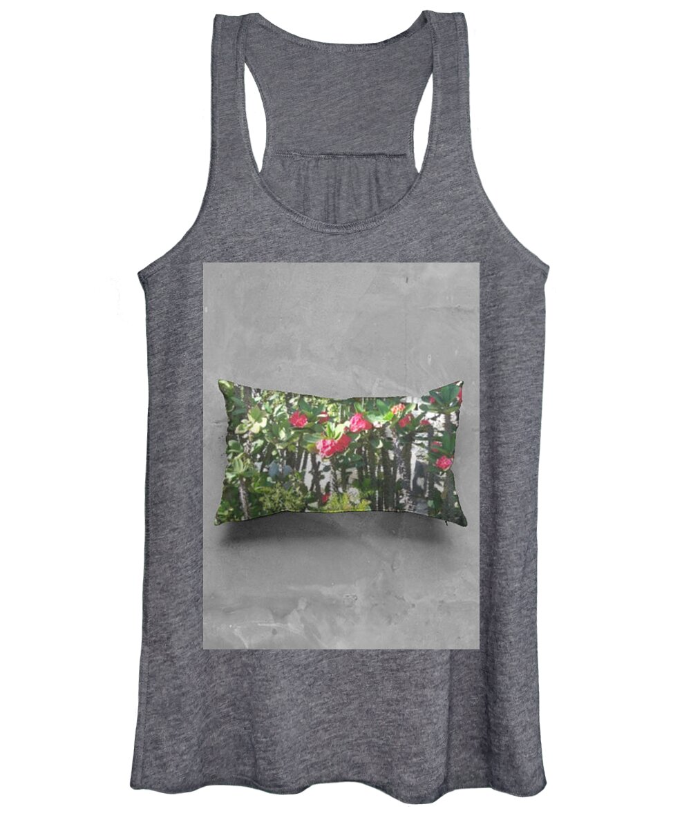  Women's Tank Top featuring the mixed media Puerto Rico Flowers Pillow by Nancy Graham