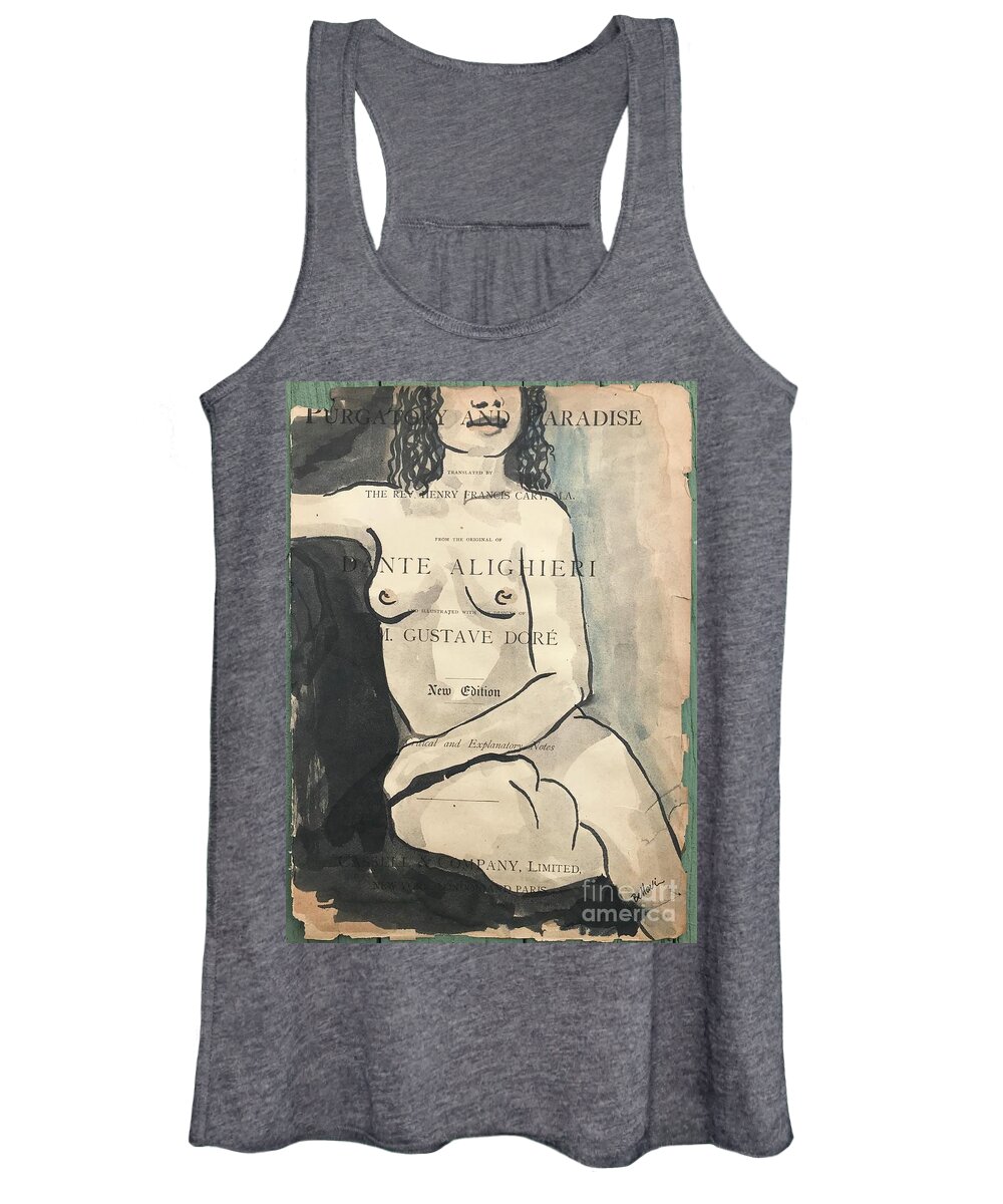 Sumi Ink Women's Tank Top featuring the drawing Purgatory and Paradise by M Bellavia