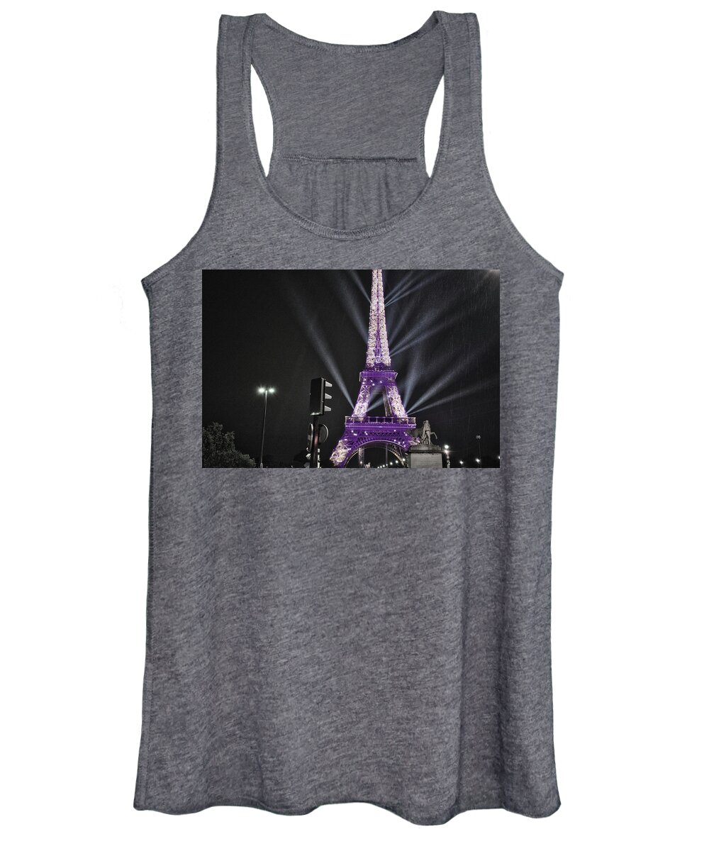 Tower Women's Tank Top featuring the photograph Purple Eiffel by Portia Olaughlin