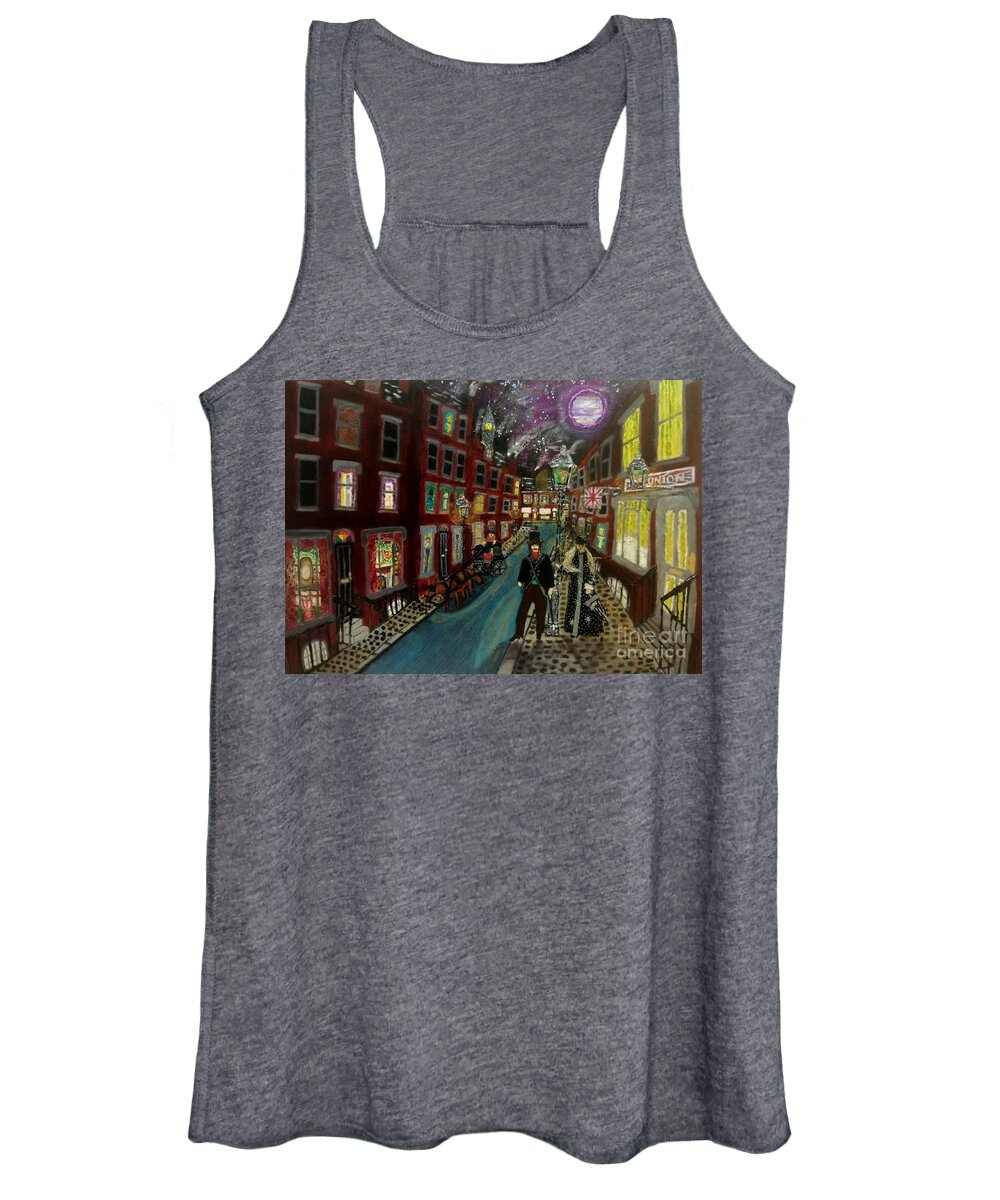 London Women's Tank Top featuring the mixed media Purple Moon Victoriana by David Westwood